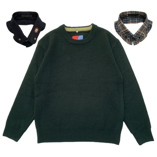 Detachable Honeycomb Knit Jumper〈Dark Green〉