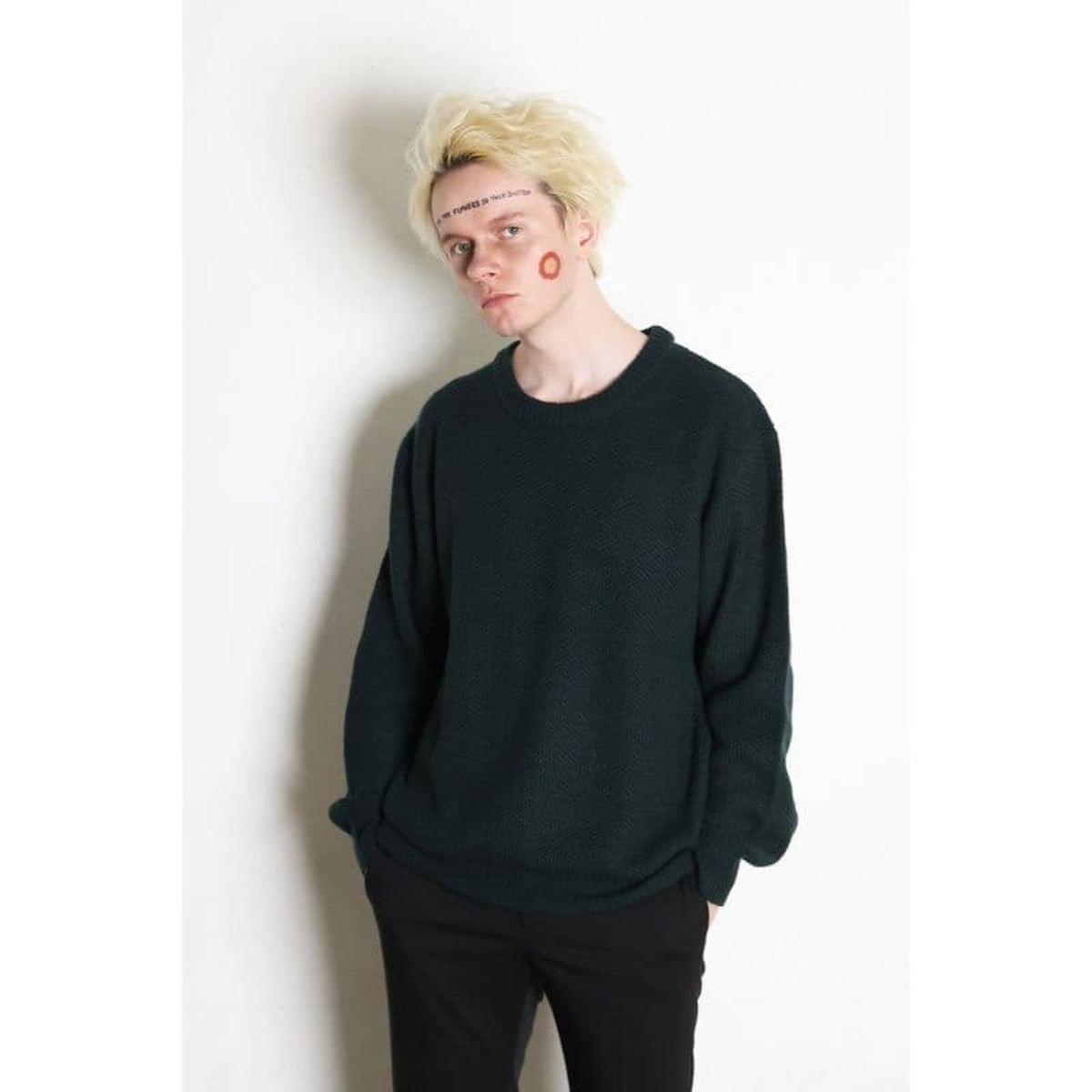 Detachable Honeycomb Knit Jumper〈Dark Green〉