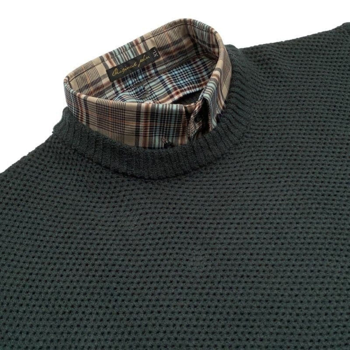 Detachable Honeycomb Knit Jumper〈Dark Green〉
