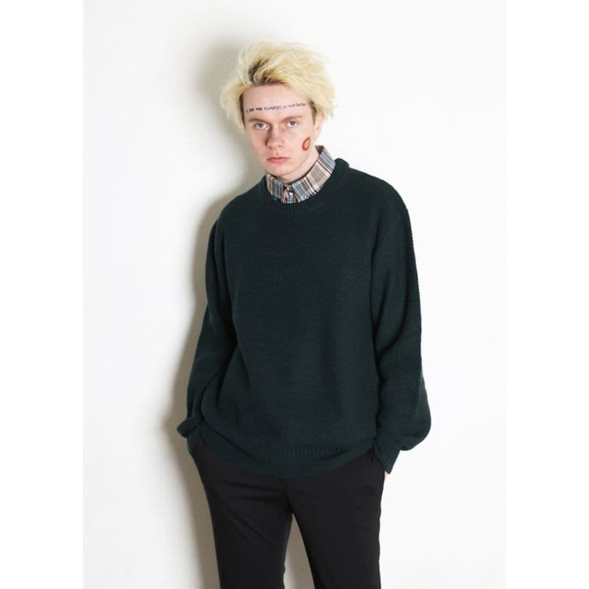 Detachable Honeycomb Knit Jumper〈Dark Green〉