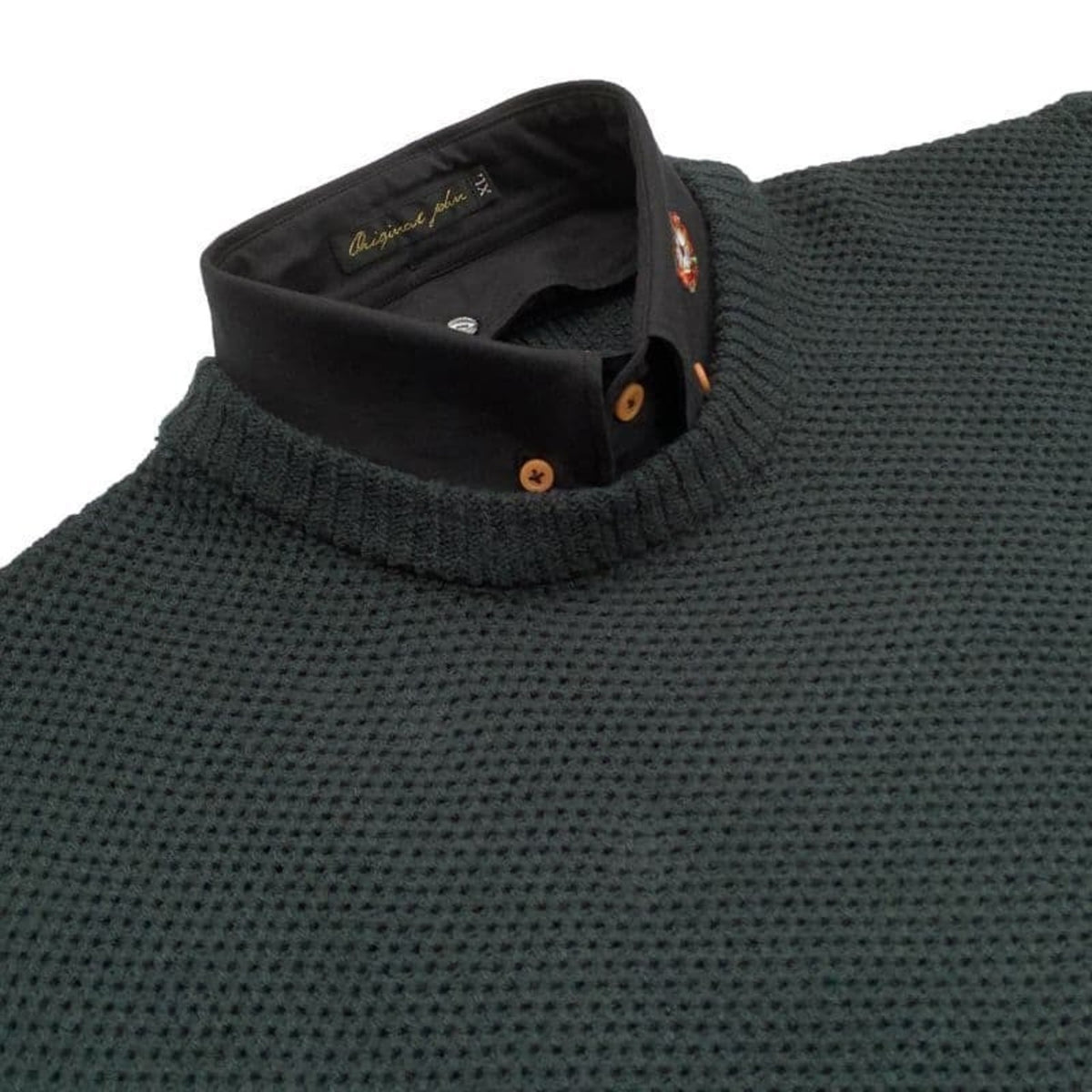 Detachable Honeycomb Knit Jumper〈Dark Green〉