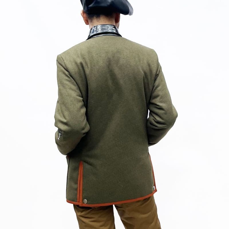 ENAMEL COLLARED QUILTING JACKET - Olive