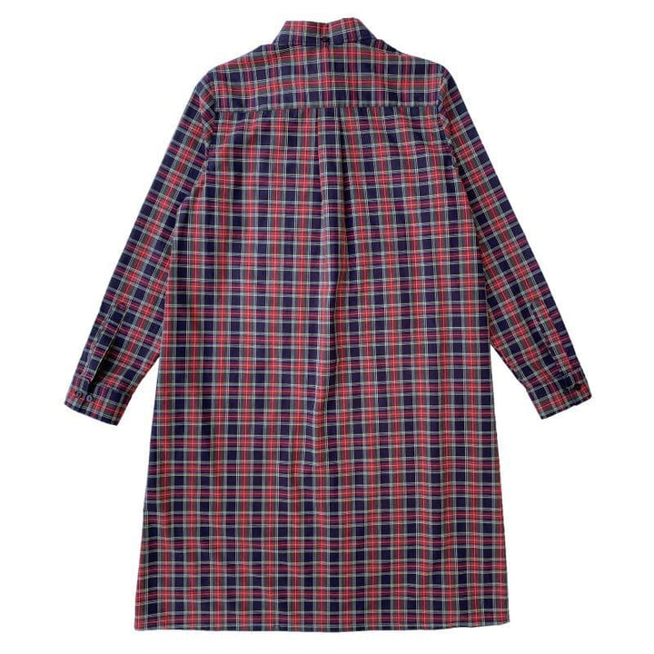 FRILLED BEAGLE SHIRTS DRESS [OP512] - Navy Tartan