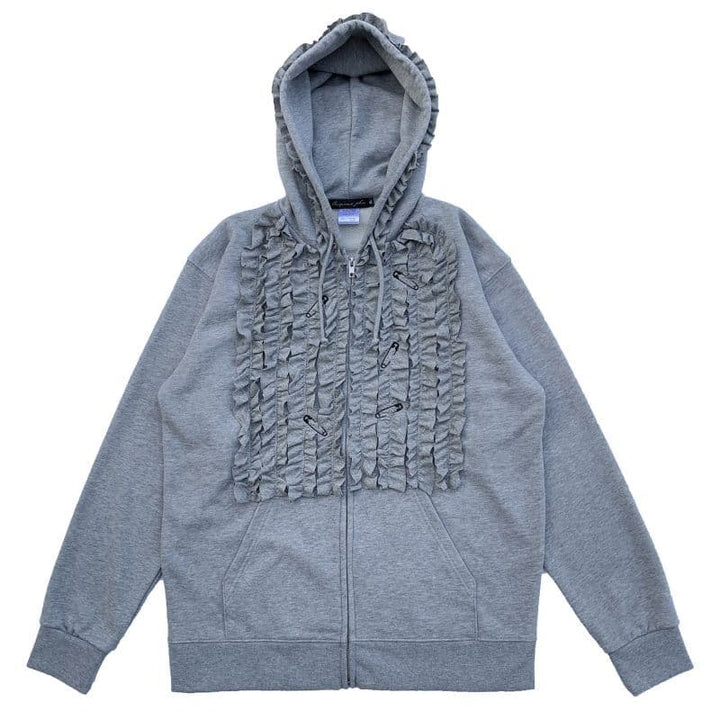 FRILL ZIP HOODIE [CT511] - Grey