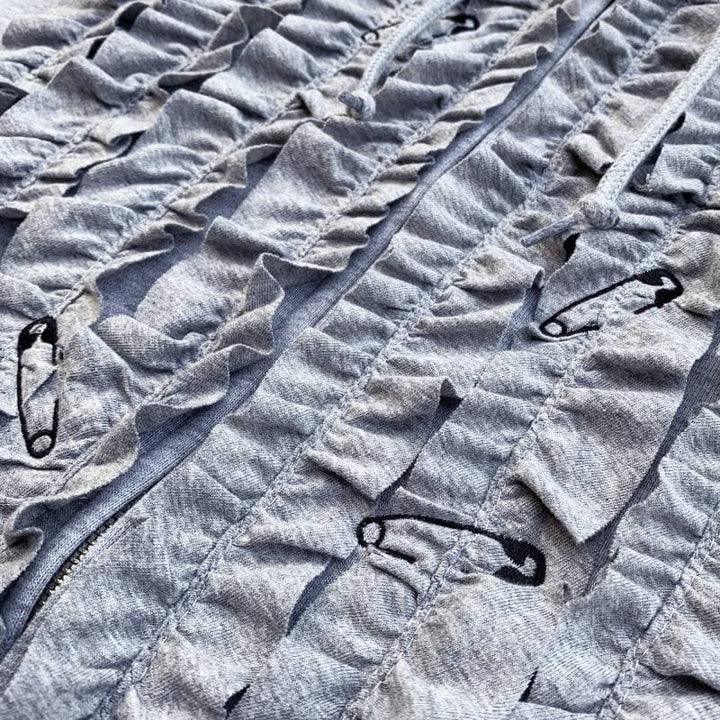 FRILL ZIP HOODIE [CT511] - Grey