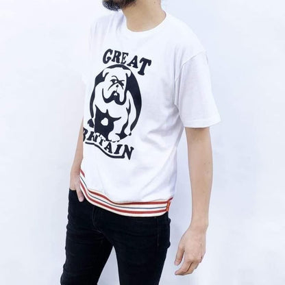 Relaxing Ribbed BULLDOG T-sh〈Navy〉