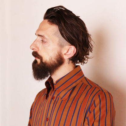 Stripe Beagle Collar Shirts〈Orange〉