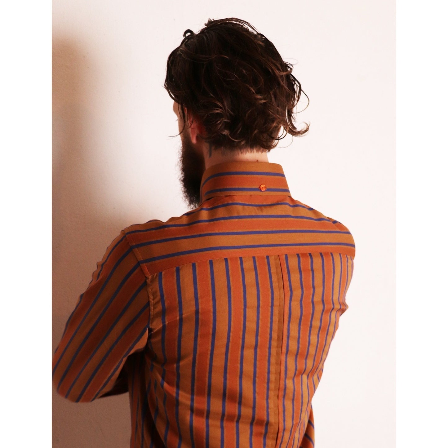 Stripe Beagle Collar Shirts〈Orange〉