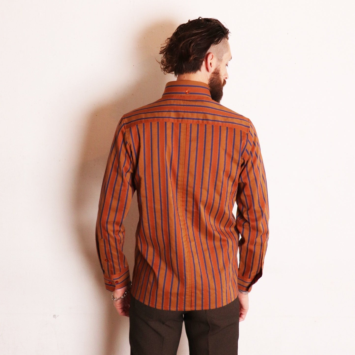 Stripe Beagle Collar Shirts〈Orange〉