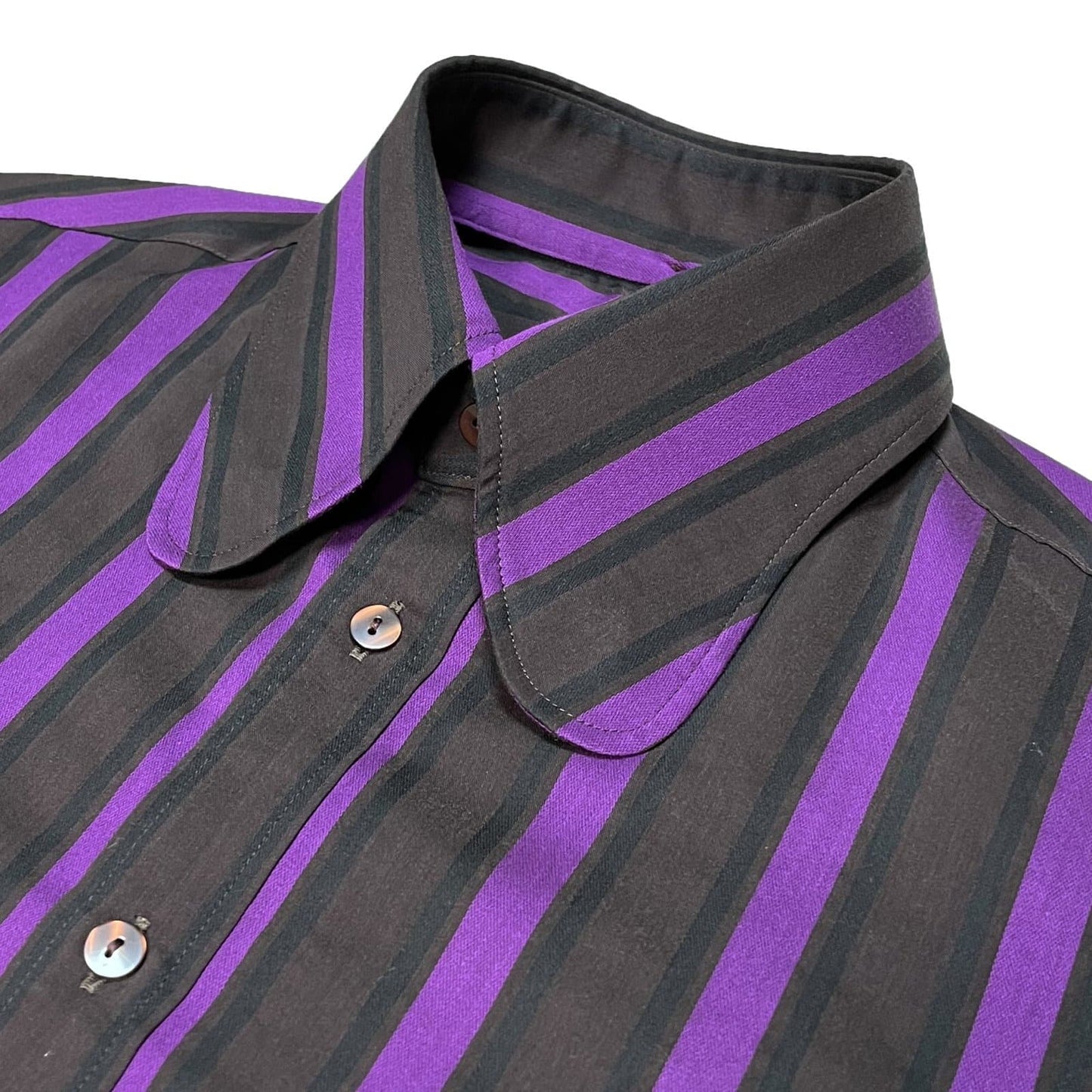 Stripe Beagle Collar Shirts〈Purple〉