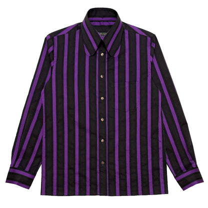 Stripe Beagle Collar Shirts〈Purple〉
