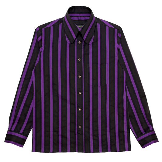 Stripe Beagle Collar Shirts〈Purple〉
