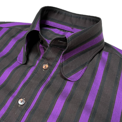 Stripe Beagle Collar Shirts〈Purple〉
