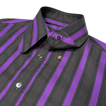 Stripe Beagle Collar Shirts〈Purple〉