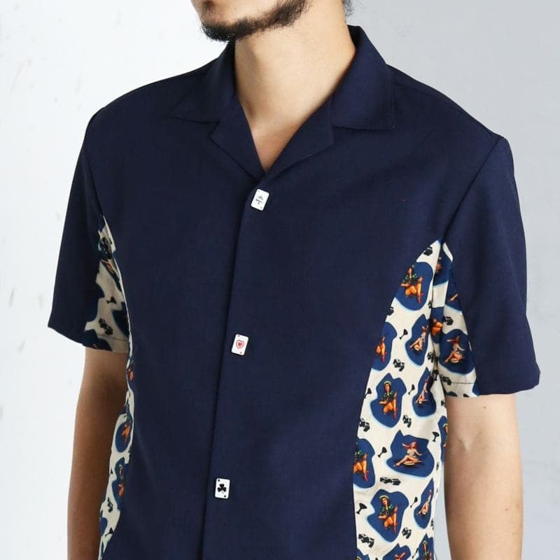 S/S Casino Shirts〈Navy〉