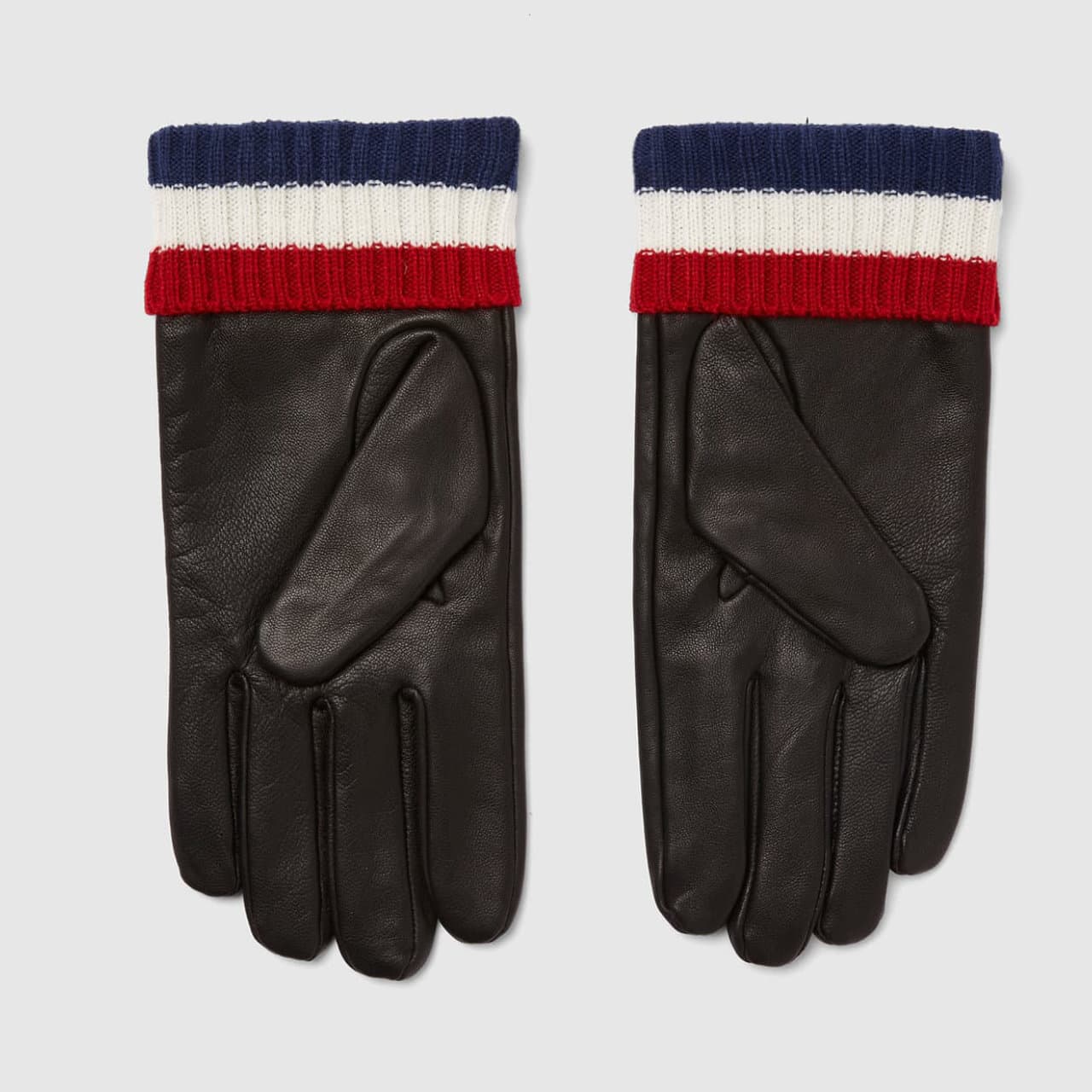 Striped Cuff Leather Gloves