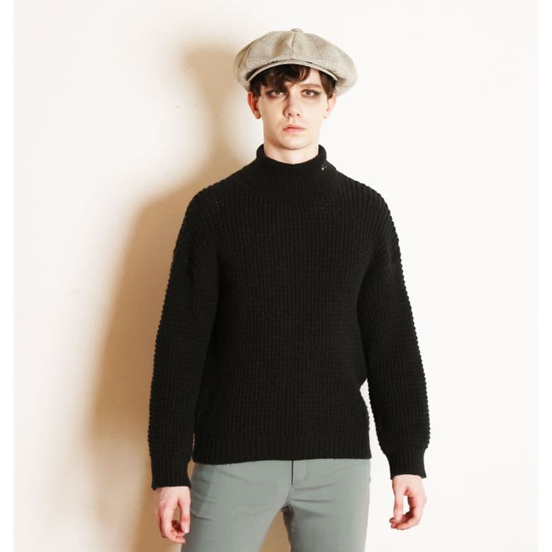 Waffle Rollneck Jumper〈Black〉