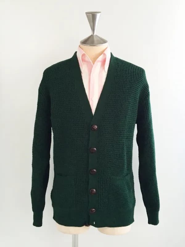 Waffle Knit Cardigan〈Bottle Green〉