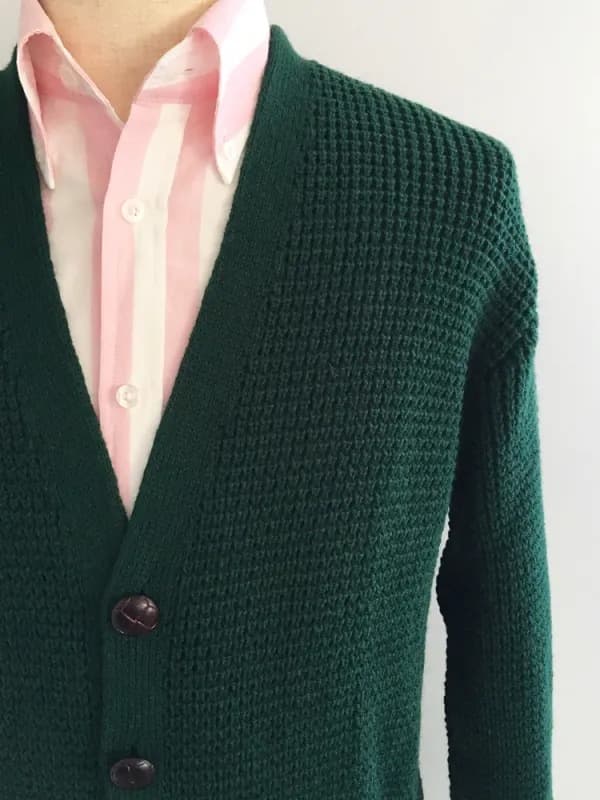 Waffle Knit Cardigan〈Bottle Green〉