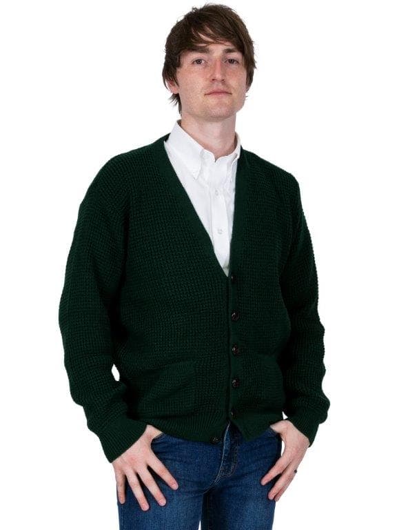 Waffle Knit Cardigan〈Bottle Green〉