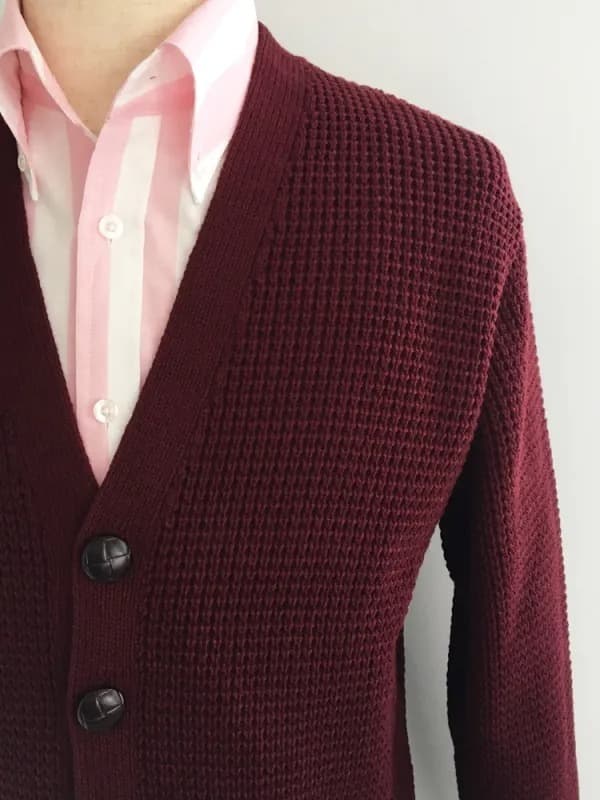 Waffle Knit Cardigan〈Burgundy〉