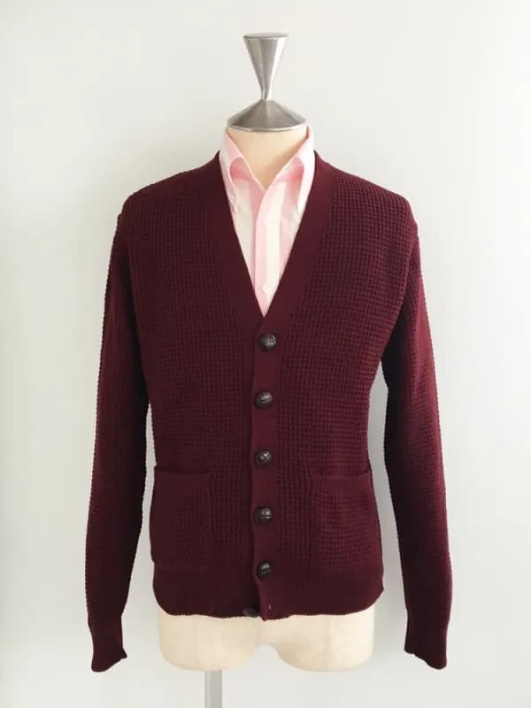 Waffle Knit Cardigan〈Burgundy〉