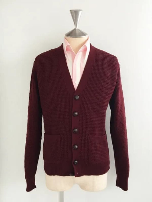 Waffle Knit Cardigan〈Burgundy〉