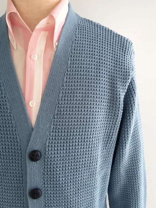 Waffle Knit Cardigan〈Dusty Blue〉