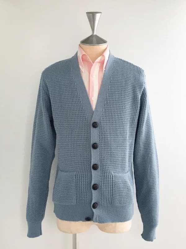 Waffle Knit Cardigan〈Dusty Blue〉