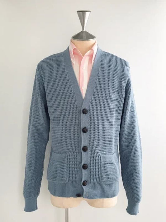 Waffle Knit Cardigan〈Dusty Blue〉