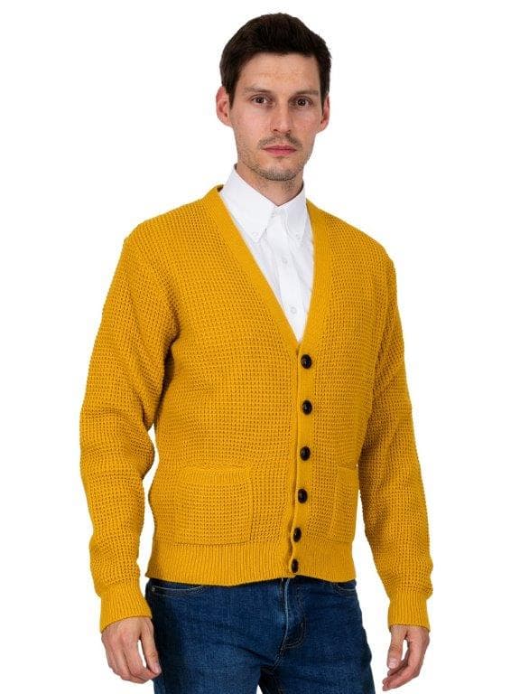 Waffle Knit Cardigan〈Mustard〉