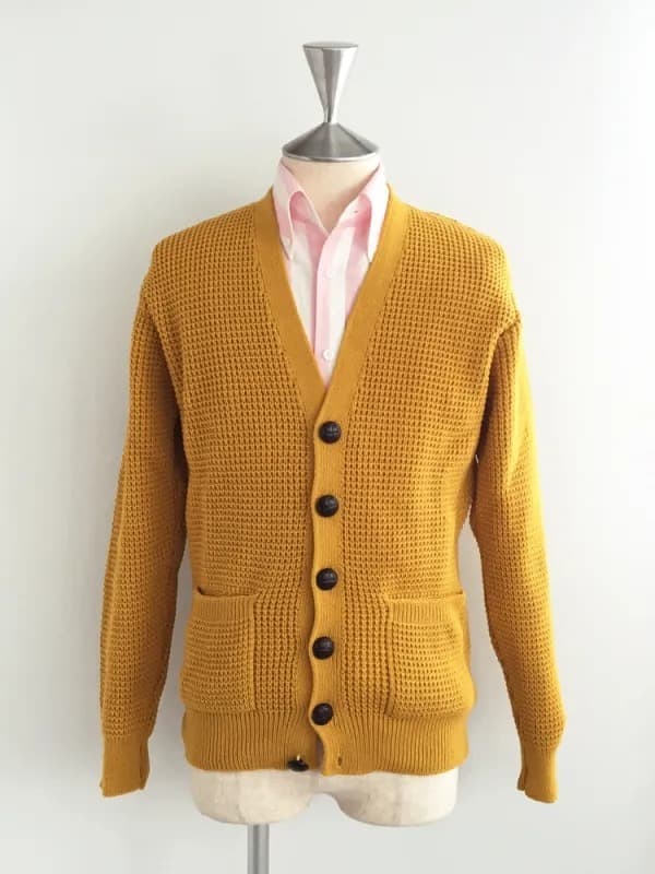 Waffle Knit Cardigan〈Mustard〉