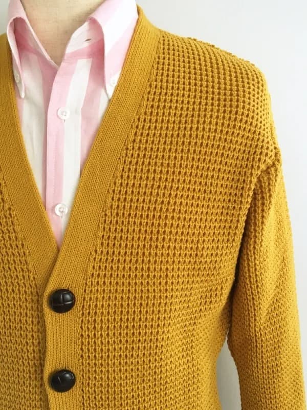 Waffle Knit Cardigan〈Mustard〉