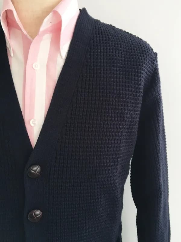 Waffle Knit Cardigan〈Navy〉