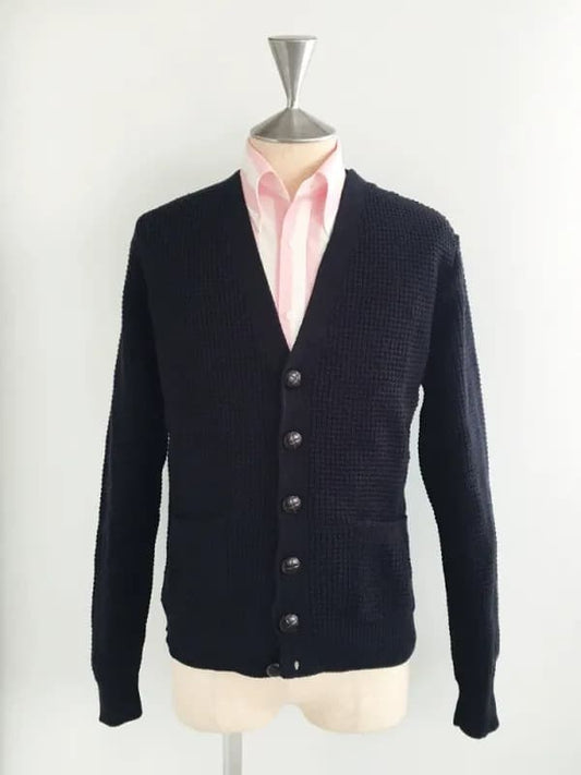 Waffle Knit Cardigan〈Navy〉