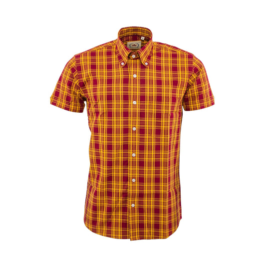Relco Burgundy & Mustard Check S/S [CK-51]