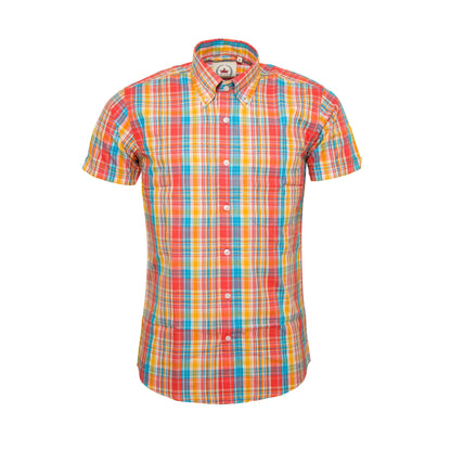 Relco Orange Multi Check S/S [CK-76]