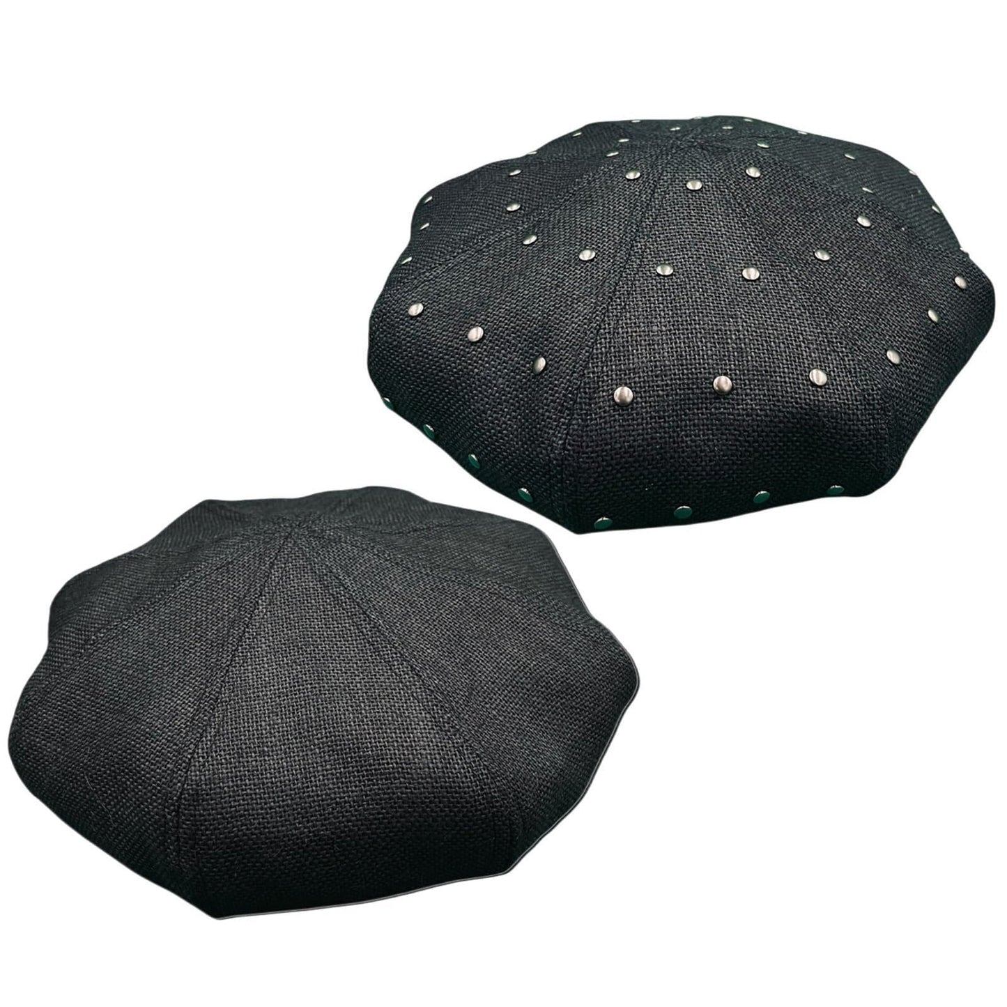 Jute 8 Panels Big Beret with Studs