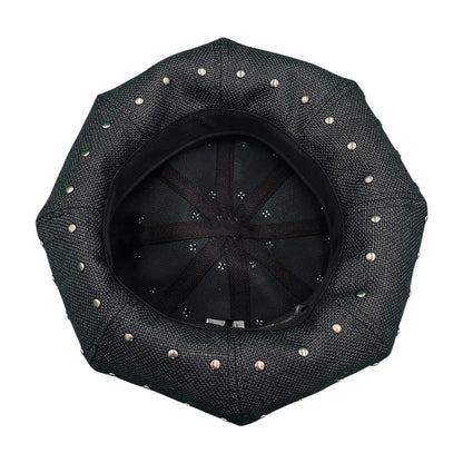 Jute 8 Panels Big Beret with Studs