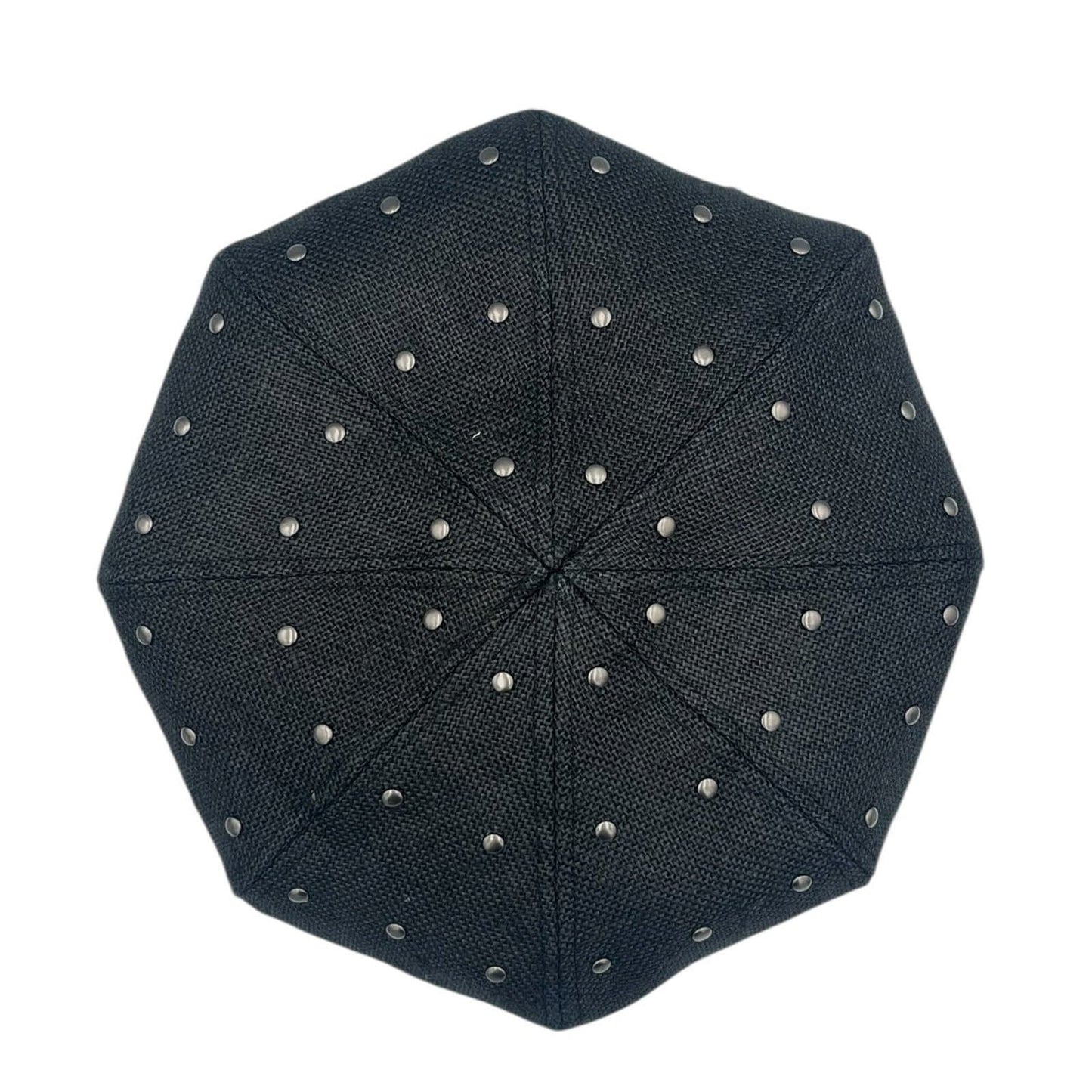 Jute 8 Panels Big Beret with Studs