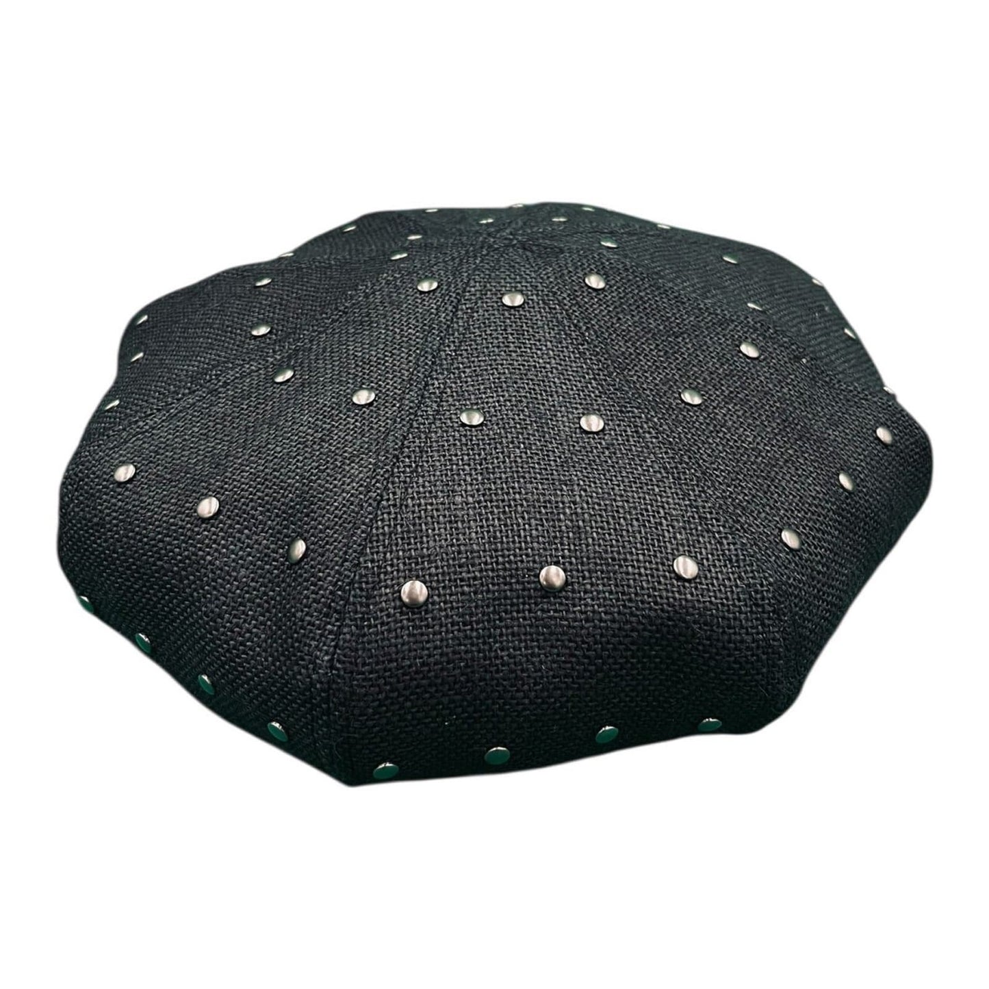 Jute 8 Panels Big Beret with Studs