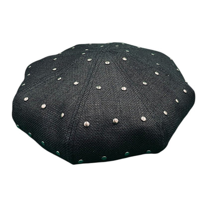 Jute 8 Panels Big Beret with Studs
