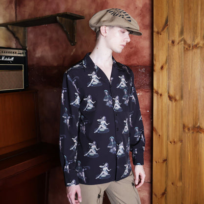 Pin-Up Girls Open Collar Shirts〈Black〉