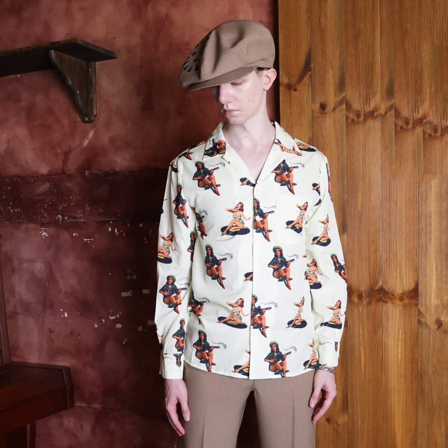 Pin-Up Girls Open Collar Shirts〈Ivory〉