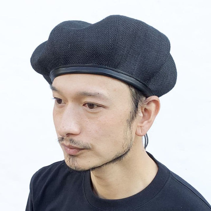 Original John (オリジナル ジョン) | 真夏向けジュート素材の8面パネルのミリタリーベレー 〈Black〉 - Sopwith camel