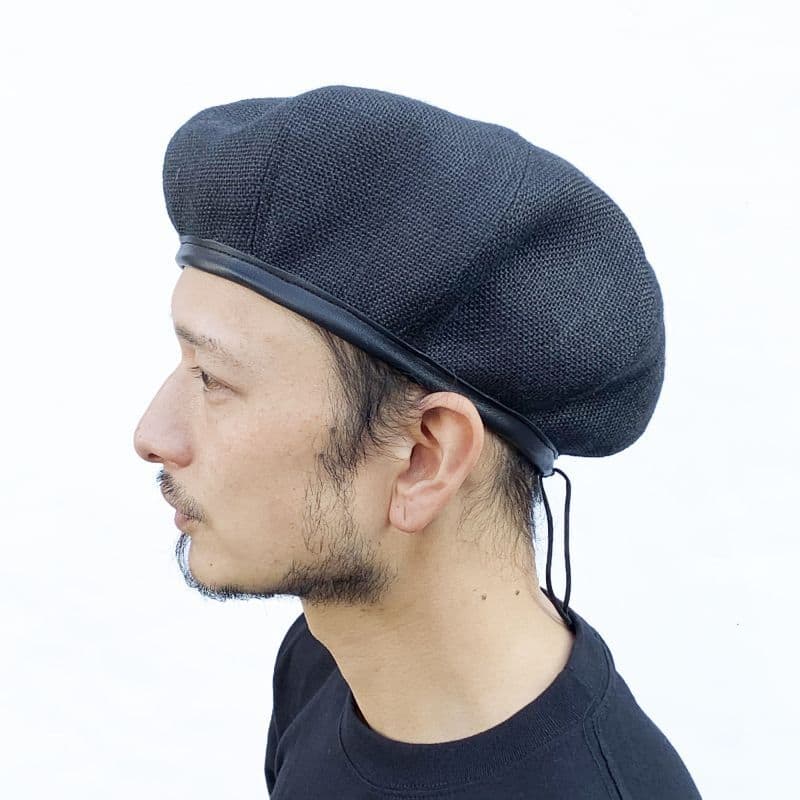 Original John (オリジナル ジョン) | 真夏向けジュート素材の8面パネルのミリタリーベレー 〈Black〉 - Sopwith camel
