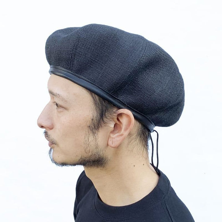Original John (オリジナル ジョン) | 真夏向けジュート素材の8面パネルのミリタリーベレー 〈Black〉 - Sopwith camel