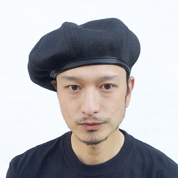 Original John (オリジナル ジョン) | 真夏向けジュート素材の8面パネルのミリタリーベレー 〈Black〉 - Sopwith camel