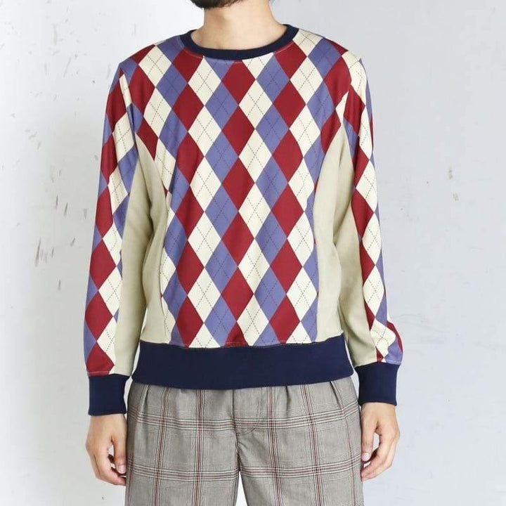 Original John(オリジナル ジョン) | アーガイルチェックのクルーネックスウェットトップ〈Beige Mix〉 - Sopwith camel