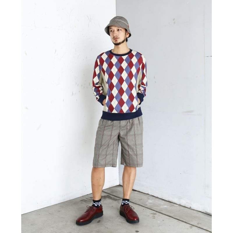 Original John(オリジナル ジョン) | アーガイルチェックのクルーネックスウェットトップ〈Beige Mix〉 - Sopwith camel